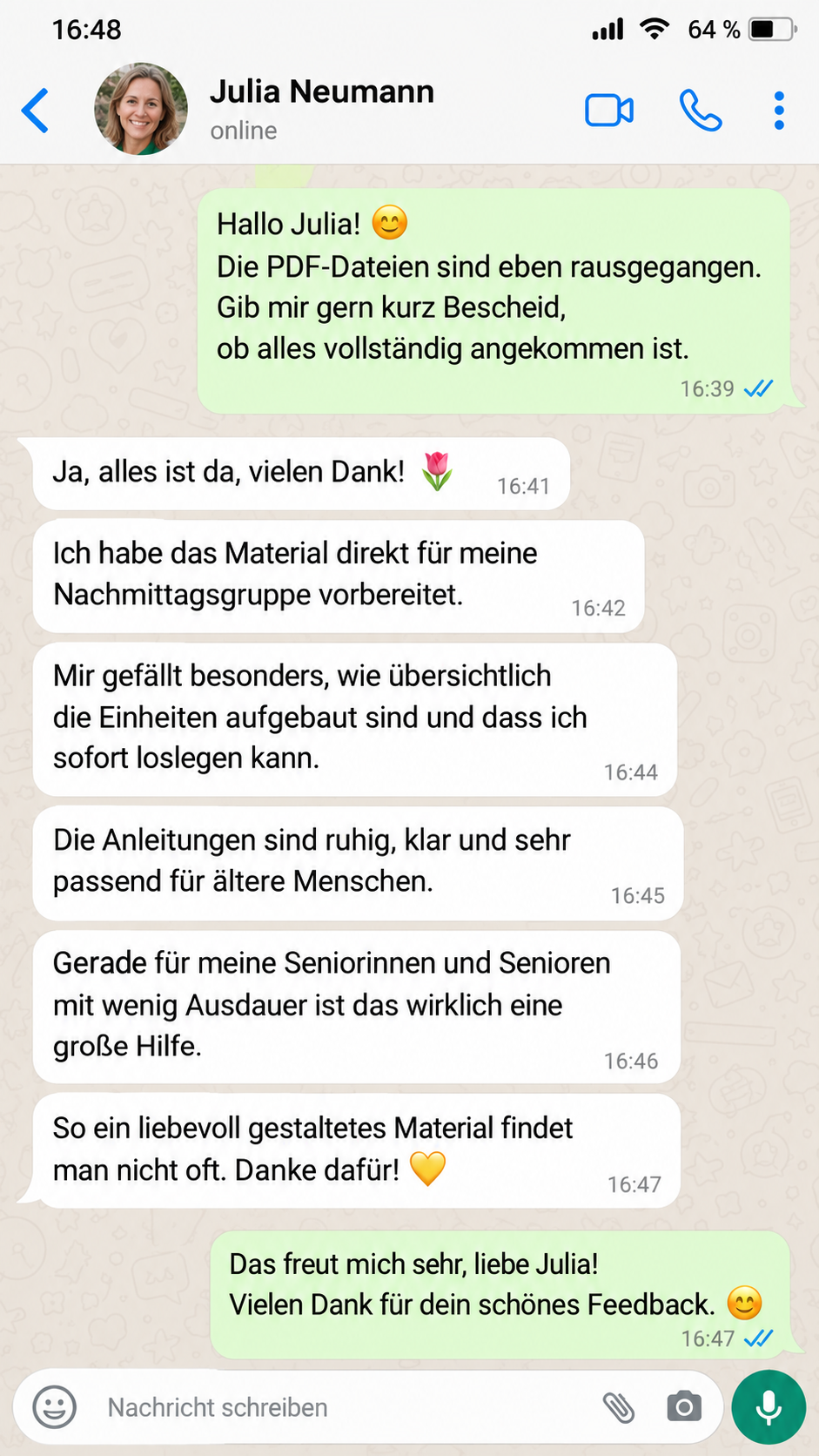 Erfahrungsbericht 1 — Sitzgymnastik Einheiten